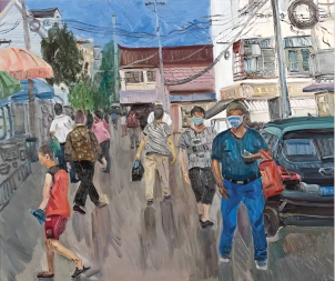 茆睿 青年组 油画 《小区一角》广西南宁西乡塘区四联小学快递代收点18755359680(1).png